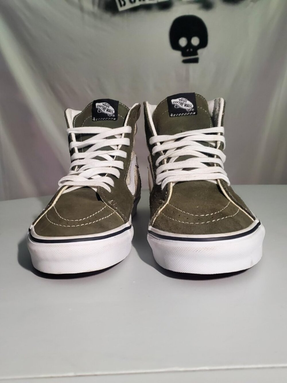 Vans Sk8-Hi Olive Suede/Floral Botanical Sz 9.5mens/11 womens - shipping incl - Picture 2 of 16